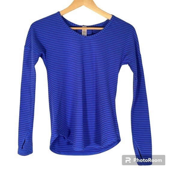 IVIVVA By LuluLemon Striped Long Sleeve Top Thumb Holes Girls 10 - Picture 1 of 9